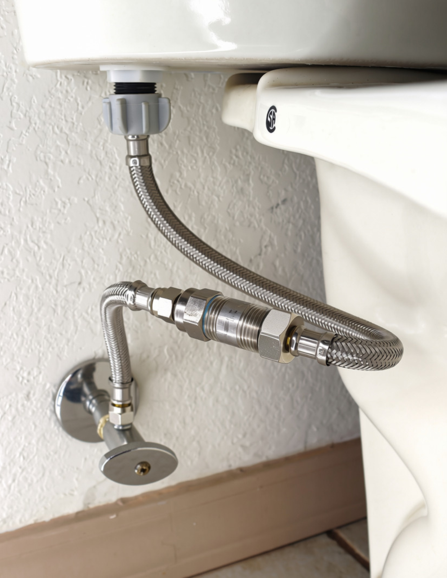 MagSert T-640-B installed on the toilet supply line