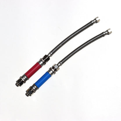MagSert Faucet Set, two braided supply lines for the hot and cold connections under a sink
