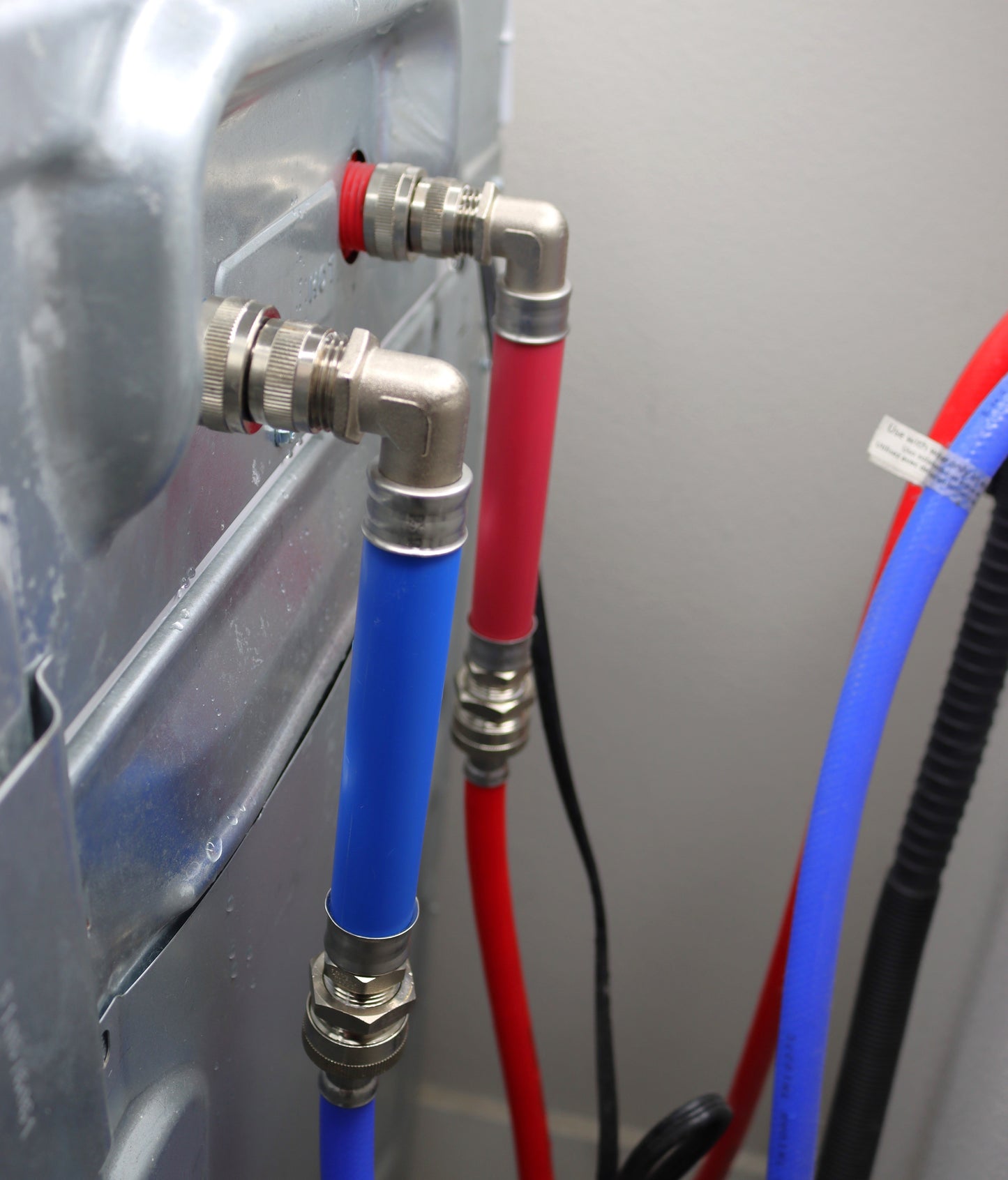 MagSert Washing Machine Set installed on the hot and cold inlets